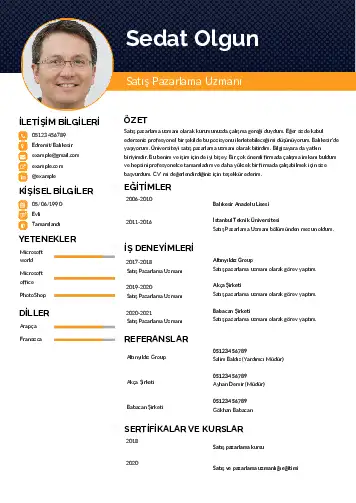 Satış Pazarlama CV Örnekleri cv indir